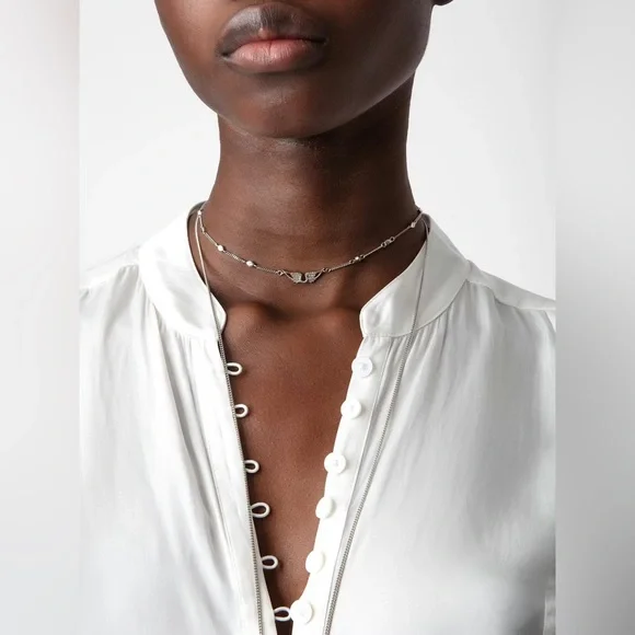 NWT ✨ Zadig & Voltaire White Blouse ‘Twina Satin’ Sz Small $348 - Picture 2 of 13